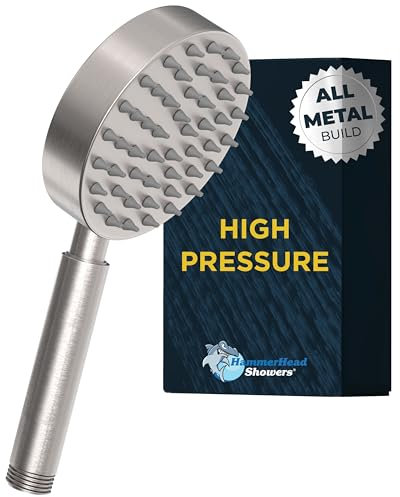All Metal Hand Held Shower Head, Brushed Nickel | 4 Inch Spray Wand, No Flow Restrictor | Made from 304 Stainless Steel with Silicone Nozzles | Works with All Hoses, Slide Bars & Wall Mount Holders