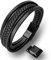 HOOF | Herren Armband Echt-Leder | Armreif geflochten | Magnetverschluss Edelstahl | Edle Box Schmuckschachtel Etui| Geschenk für Männer, Freunde, Wikinger, Vater, Partner B1(Schwarz, 24cm - 25 cm