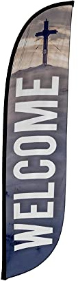 LookOurWay - Bandera de plumas con temática de iglesia, 12 pies