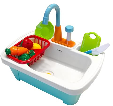 AXI Lavabo de Juguete para Ninos | Lavabo de Juguete de Plastico con Juego de Accesorios de 17 Piezas
