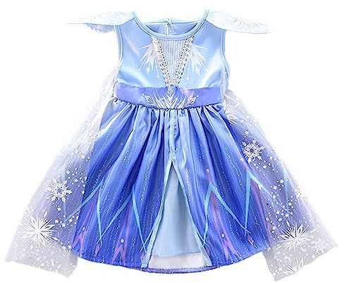 Lito Angels Schneekönigin Elsa Kleid mit Schleppe für Baby Mädchen Eiskönigin 2 Prinzessin Kostüm Verkleidung Größe 12-18 Monate 86 Blau