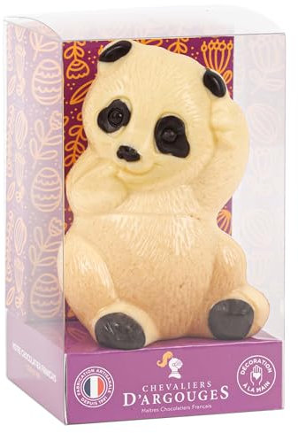 CHEVALIERS D'ARGOUGES Maîtres Chocolatiers Français - Panda chocolat blanc 28% - Chocolat de Pâques - Tubo 90g