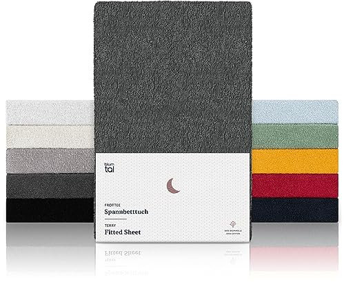 Blumtal® Frottee Spannbettlaken 180x200 cm - OEKO-TEX zertifiziertes Spannbetttuch 180x200 cm - Frottee-Spannbettlaken bis 25 cm Matratzenhöhe - Spannbettlaken Frottee - Bettlaken wärmend in Anthrazit