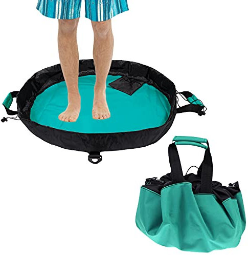 Dawitrly Wetsuit Changing Mat, Durable Waterproof Surf Change Mats Carrying Diving Suit Dry Bag with Pocket and Handle Straps for Surfers, Kayakers, Rafters and Boaters (Green)