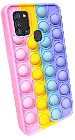 SDTEK Hülle Kompatibel mit Samsung Galaxy A21s, Bubble Fidget Pop Weiche Handyhülle Silikon Schutzhülle (Regenbogen)