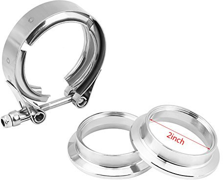 Yctze 2 Zoll V-Band Clamp Flansch Kit für Turbo Auspuff Downpipes Edelstahl v bandschelle 2 zoll auspuff schellen 3 hjs v bandschelle 50mm edelstahl auspuff flansch 50mm v bandschelle 2 zoll v-band s