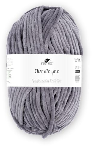 Pro Lana Chenille fine 50 g/100 m NS 5-6 100% Polyester, samtig weiche und stabile Chenille Wolle, Babywolle, Oeko-Tex zertifiziert, schadstofffrei (graphit)