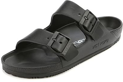 Sandales Femme Été de Plage Piscine - Claquettes Confortable - Mules Femme Antidérapantes - Chaussure Pantoufles Mode Noir 39