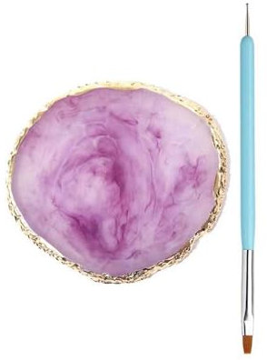 Meiyea Nail Art Palette, Polish Mix Palette Manicure Tool With 1 Pcs Doubel Ended Nail Art Brushes(Purple)