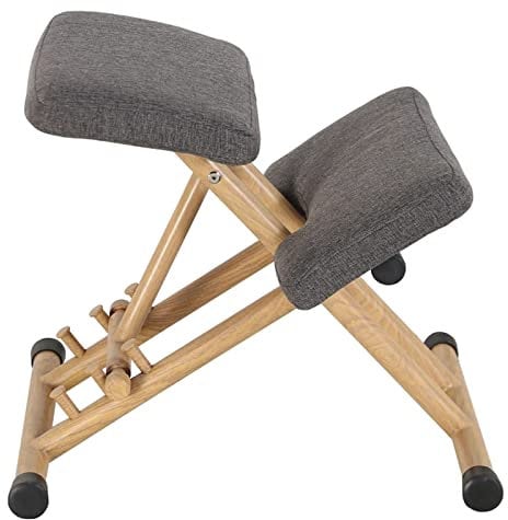 Verstellbarer Ergonomischer Kniestuhl, Kniehocker Aus Holz Für Kinder, Sitzhocker Bürohocker Für Büro Und Zuhause, Schaukel Balancierender Holz Kniestuhl Aus Metallrahmen,Grau