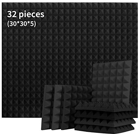 32 Pack Acoustic Foam Panel, 2 X 12 X 12 High-Density Sound Proofing Panels, Enhanced Acoustics and Audio Quality, Soundproofing Foam for Recording Studios, Home Theaters, Bedrooms, Offices
