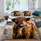Bettwäsche 135x200 Hochlandrinder, 3D Hochlandrinder Bettwäsche-Sets Winter Weich Kuschelige Mikrofaser Bettwaren 1 x Bettbezug mit 2 x Kissenbezug 80x80 cm mit Reißveschluss