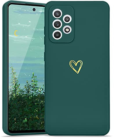 Lafunda Samsung Galaxy A52S Cover,Custodia per Samsung Galaxy A52 4G/5G Cover con protezione fotocamera Antiurto Silicone morbido Donna loveheart protezione Case per Samsung A52 5G&4G/A52s 5G Verde