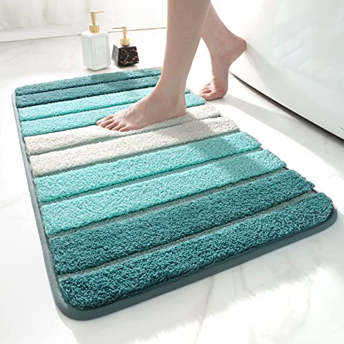 DEXI Badezimmerteppich rutschfest Badematte 60 x 90 cm,Badteppich Saugfähig Weich Maschinenwaschbar für Badezimmer,Grün