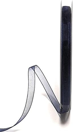 s.dekoda Schleifenband 50m x 6mm Dunkelblau Organza Chiffon Geschenkband Organzaband [1350-121]