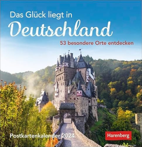 Das Glück liegt in Deutschland - Postkartenkalender 2024 - Harenberg-Verlag - Wochenkalender mit 53 Postkarten zum Freuen, Dekorieren oder Verschicken - 16 cm x 16,5 cm