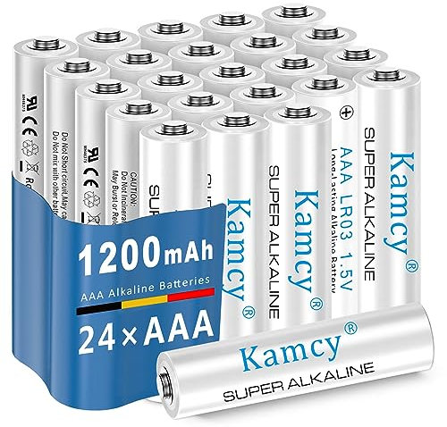 KAMCY Pilas AAA - Paquete de 24 Unidades | Pilas alcalinas AAA, LR03, 1,5V | Batería de un Solo Uso, Duración Larga, Tecnología Anti-Fugas, Rendimiento Elevado