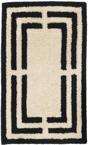 RugVista Chateau Badematte, Rechteckig, 70 x 120 cm, Natural/Schwarz | Moderne, Niedriger Stapel, Maschinenwäsche, Oeko-Tex 100, Rutschfest, Badezimmer