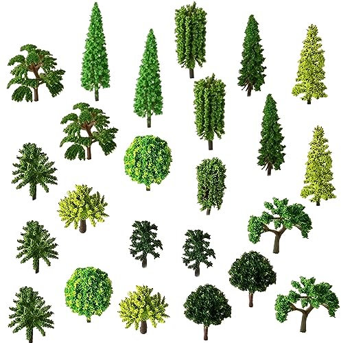 60 Stück Landschaft Modell Bäume, Miniatur Bäume und Büsche, Blumenbaum Modell, Kunststoff Modell Bäume, Gemischte Modellbäume, für DIY Landschaft, Miniaturlandschaften, Sandtisch, 12 Stile (2-6cm)