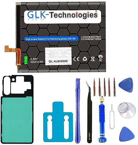 GLK-Technologies® High Power Ersatzakku kompatibel mit Samsung Galaxy S21 5G SM-G991B EB-BG991ABY Battery accu 4200mAh Akku inkl. Profi Werkzeug Set Kit NUE 2025 BJ