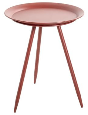HAKU Möbel Mesa auxiliar rojo, metal, metal - Dim.: AL 47 cm x diámetro 38 cm, Estilo: Moderno