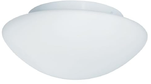 Britalia White Metal & Opal Frosted Glass Bathroom Vintage Round Dome Flush Ceiling Light | 23cm Diameter | 1 x ES E27 Lamp Bulbs Required | IP44 Rated | Suitable for Outdoor Use