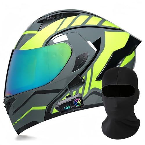 Modularer Motorrad-Bluetooth-Helm, DOT/ECE-Zugelassener, Hochklappbarer, Integrierter Motorradhelm Für Männer Und Frauen Mit Doppelvisier, Integriertem Dual-Lautsprecher 13,XL61~62cm