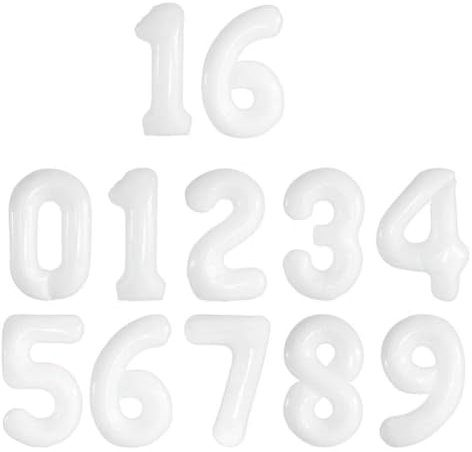 10pcs/lot 16inch Silver Rose Gold Number Shape Foil Balloon -WHITE-5-16inch
