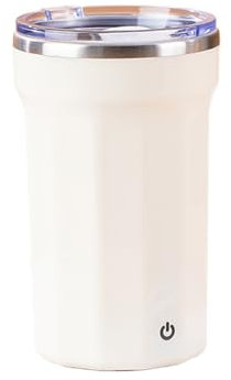 IEEDFJKK Electric Mixing Cup with Lid Stylish and Convenient Self Stirring Mug for Coffee Lovers Stirring Cup Stainless Steel, Milky White
