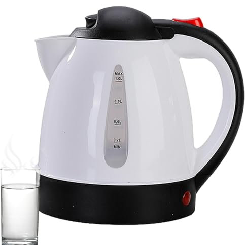 GjnjfdF Hervidor de té de 12 V, hervidor de agua de coche | Hervidor eléctrico de coche de gran capacidad 1L, tanque interior de acero inoxidable - Botella de calentador de agua, apagado