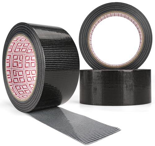 Tiepetly Panzertape Schwarz Extra Stark, 27m x 50mm, Wasserdichtes Klebeband für Innen und Außen Gewebeverstärktes Reparaturband, Flexibel, Rückstandsfrei und Reißbar, 3 Rollen (Schwarz)