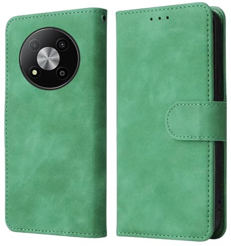 BEEJTUNY Leder Hülle für ZTE Blade A73 5G, PU Handyhülle mit Hautfreundliche Textur, Stoßfeste Schutzhülle mit Magnetverschluss und Halterung. Grün
