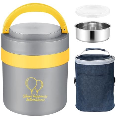 Nexoria Thermobehälter für Essen, 1500ml Thermoschüssel mit Deckel Edelstahl Warmhaltebehälter Thermobecher Essen Thermo Lunchbox Speisebehälter Essensbehälter für Essen Suppen (Grau)