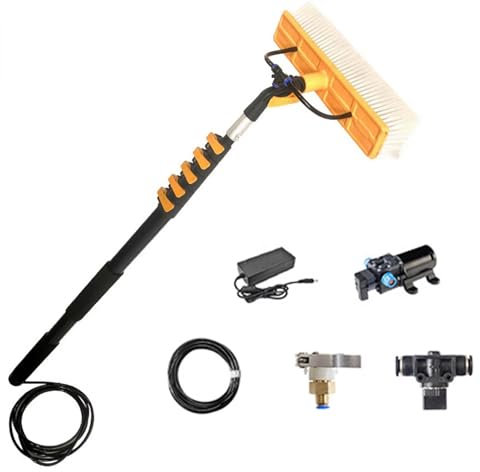 Yadlan Solar Panel Cleaning Kit With Extension Pole and Rotating Wash Brush, Photovoltaic Panel Cleaning Tool, Roof Extendable Pole Water Fed Brush Window Cleaning Solution