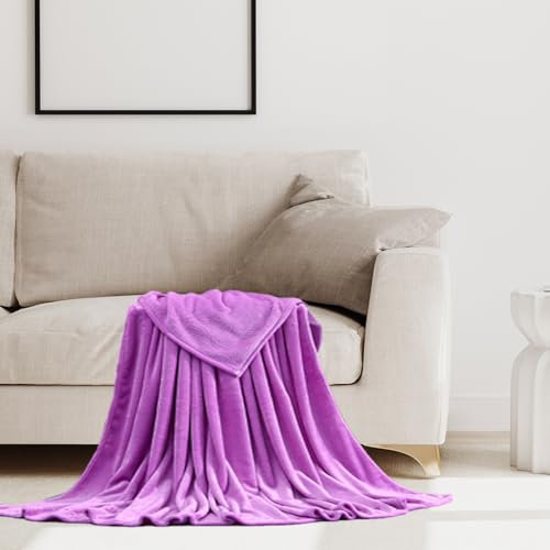 STGAO Wohndecke 60 x 220 cm Viele Farben Kuscheldecke Grau Microfaser für Bett Sofa Schlafzimmer Büro, Lila