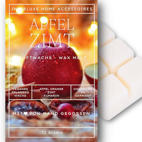Interluxe Duftmelt Wachsmelt Duft Apfel Zimt Duft angenehm duftend Waxmelt 100% pflanzlich Duftwachswürfel Wachs mit Duftöl
