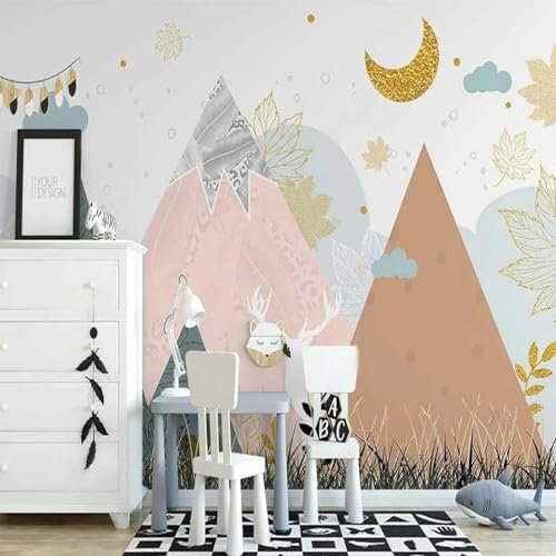 MIXUEXUNLU Wandbild Tapete Cartoon Wolke Nordic Abstrakte Berg Kinderzimmer Schlafzimmer Dekor Hintergrund Wand Dekor
