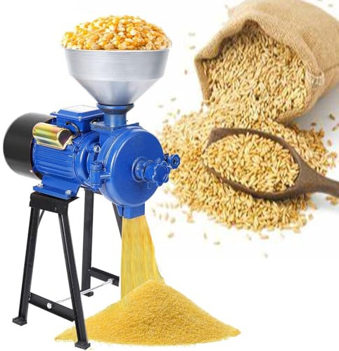 2500W Electric Corn Grinder, 1400r/min Commercial Feed Mill with Funnel, Adjustable Thickness&Pure Copper Brushless Motor, Wet Dry Cereals Grinder, Heavy Duty Milling Machine, for Grain Coffee Wheat