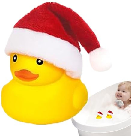 Adsfvs Gummienten, Weihnachtsgummienten - Poolspielzeug mit Weihnachtsmütze,5,5 cm großes, tragbares Badeparty-Spielzeug, lustige schwimmende Quietsche-Enten in der Badewanne für Weihnachten,