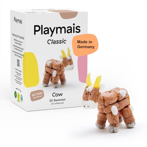 Playmais Classic Cow | 90 Teile | Bastelset | natürliches Spielzeug | inkl. Schwämmchen | vegan, verantwortungsvoll & sicher für Kinder & Umwelt | ab 3 Jahren