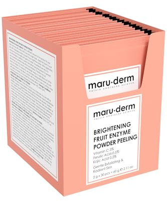 Peeling-Puder mit Fruchtenzymen, 60 g – 3% Vitamin C, 0,5% Ferulasäure, 0,2% Kojisäure – Aufhellende Peelingpflege für einen strahlenden Teint