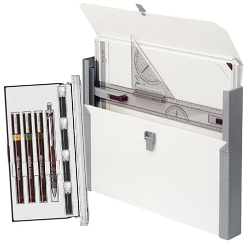 rOtring A3 Rapid Zeichenbrett mit Tragetasche & Isograph Junior Technisches Stift-Set | 3 nachfüllbare Fineliner, Bleistift & Patronen | Deutsches Präzisions-Zeichenset für Studenten & Profis