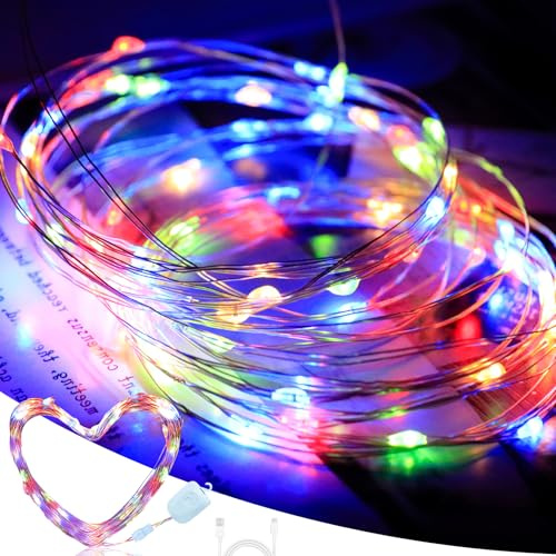 3m 30 LED Lichterkette Innen, Wiederaufladbare Mini Lichterkette Mit Timer Und 8 Modi LED Lichterkette Mit Batterie Eingebauter 150-mAh-Akku Lichterketten Batterie Für Party (B)