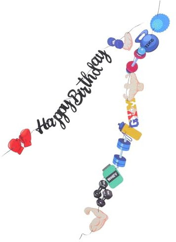 TOBBOMEY Fitnessparty Banner Gewichtheben Partydeko Papierbanner Fitnessstudio Geburtstag Dekoration für Trainingsraum
