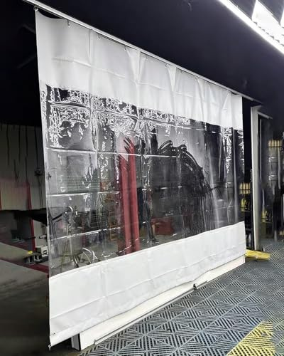 Rideau de Séparation pour Garage Rideau de Porte de Garage Enroulable Isolé Transparent, Rideaux Imperméables Industriels pour Atelier de Peinture(WxH 500x170cm/196.8x66.9in)