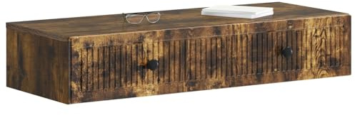 vidaXL Wandmontierter Beistelltisch Geräucherte Eiche Holzwerkstoff, Moderner Wohnraum, rechteckiger Beistelltisch mit viel Stauraum, wandmontierte Möbel, kompakte Lösung aus Holz