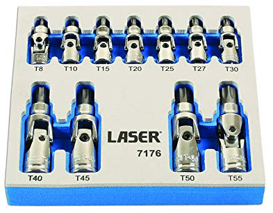 Laser 7176 Tamperproof U/J Star Socket Bit Set 1/4D, 3/8D 11pc