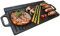 Homiu Reversible Griddle Pan | Pre-Seasoned Non-Stick Cast Iron BBQ Griddle with Handles | Oven Safe Griddle Pan for All Hob Types | Cooking, Flat and Ridged Surfaces 50 x 23cm