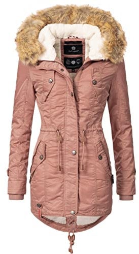 Navahoo Damen Wintermantel Warmer Parka lang mit Kapuze La Viva Terracotta Gr. XXL