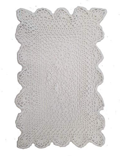 Supplied by Maple Textiles White Lace Crochet Doily Place Mat Table Setting White (12 x 18 Oblong Rectangle, White)